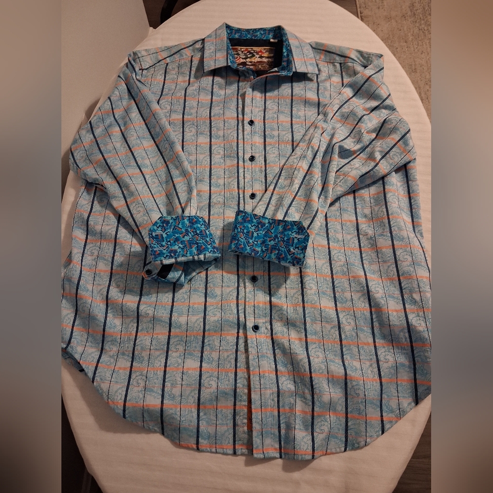 Mens Blue Plaid Shirt Size 1XL
